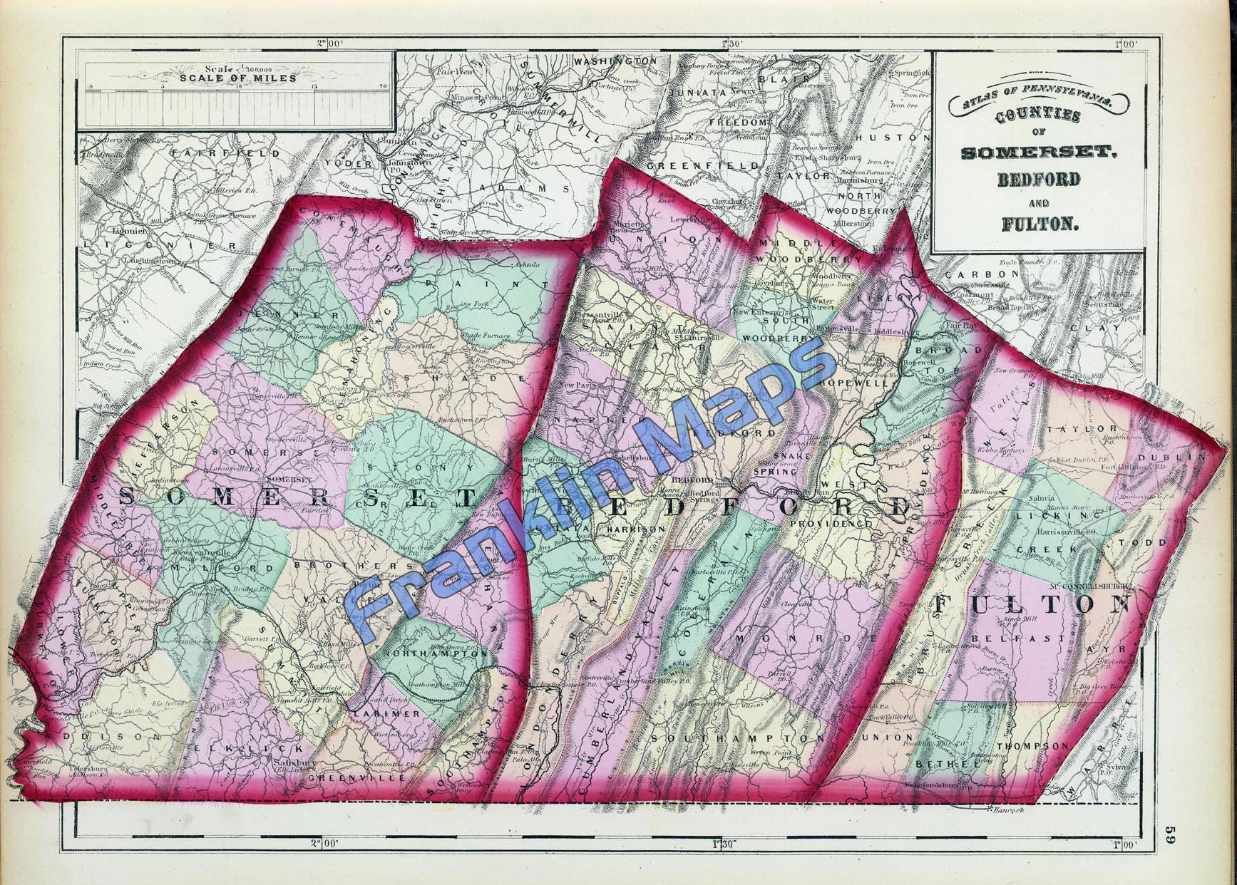 Andy's Antique Maps Pennsylvania 1862 Berks County