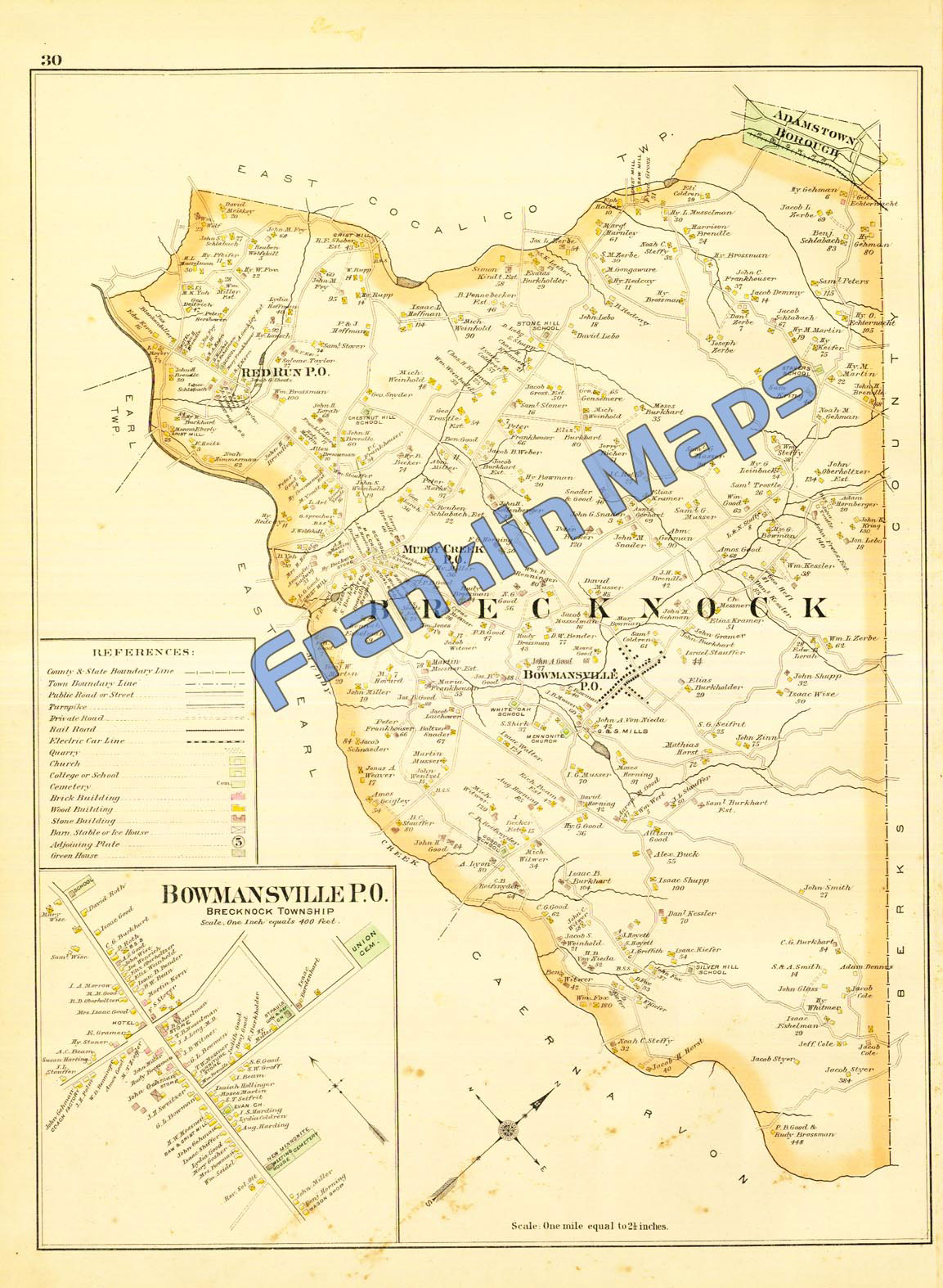 ANN ST ATLAS MAP 1899 LANCASTER CITY COUNTY PA LANCASTER CEMETERY DUKE ST ST 