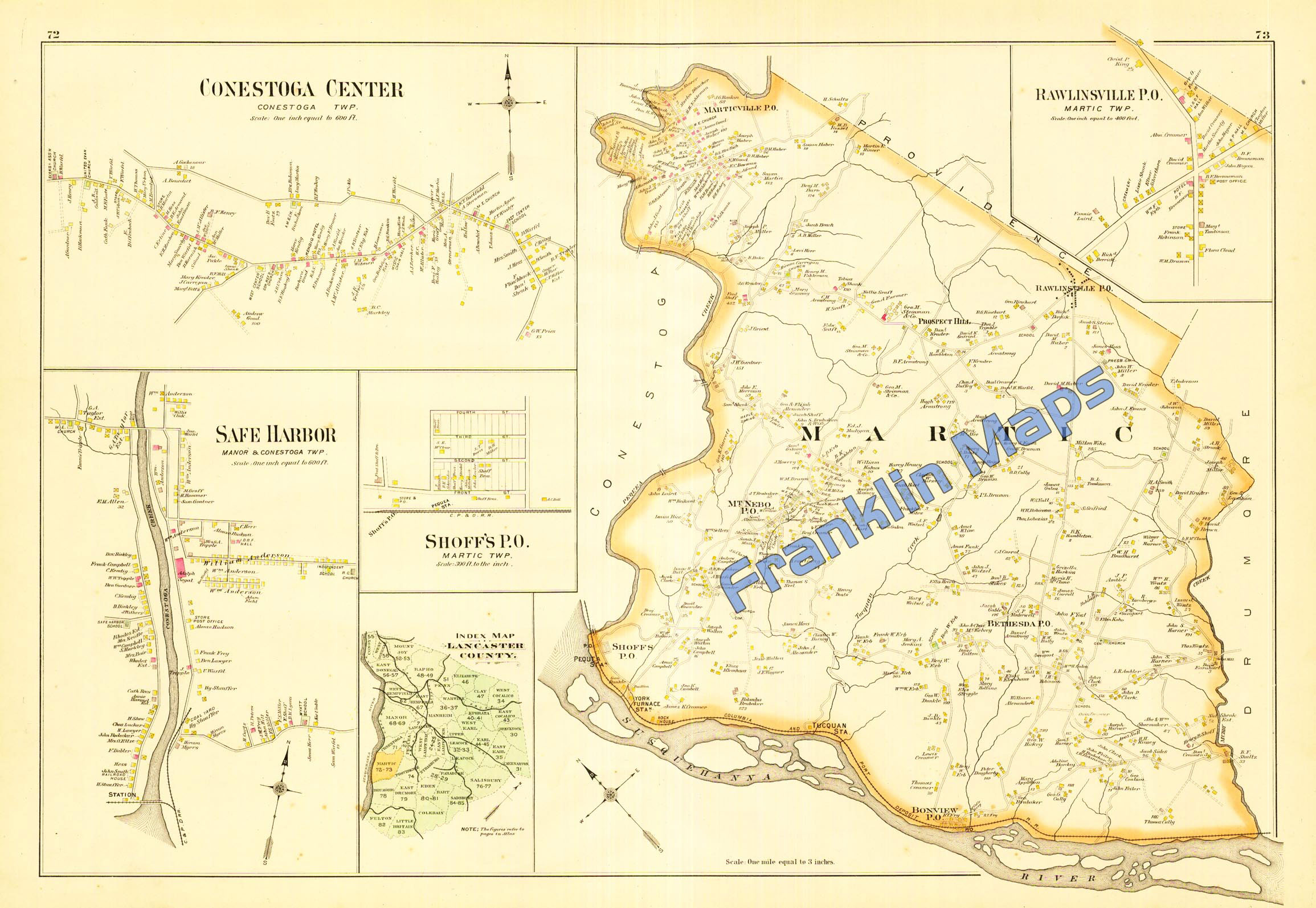 1899 WEST OF LANCASTER COUNTY & CITY PA SCHOOL AV TO WEST END AV ATLAS MAP 