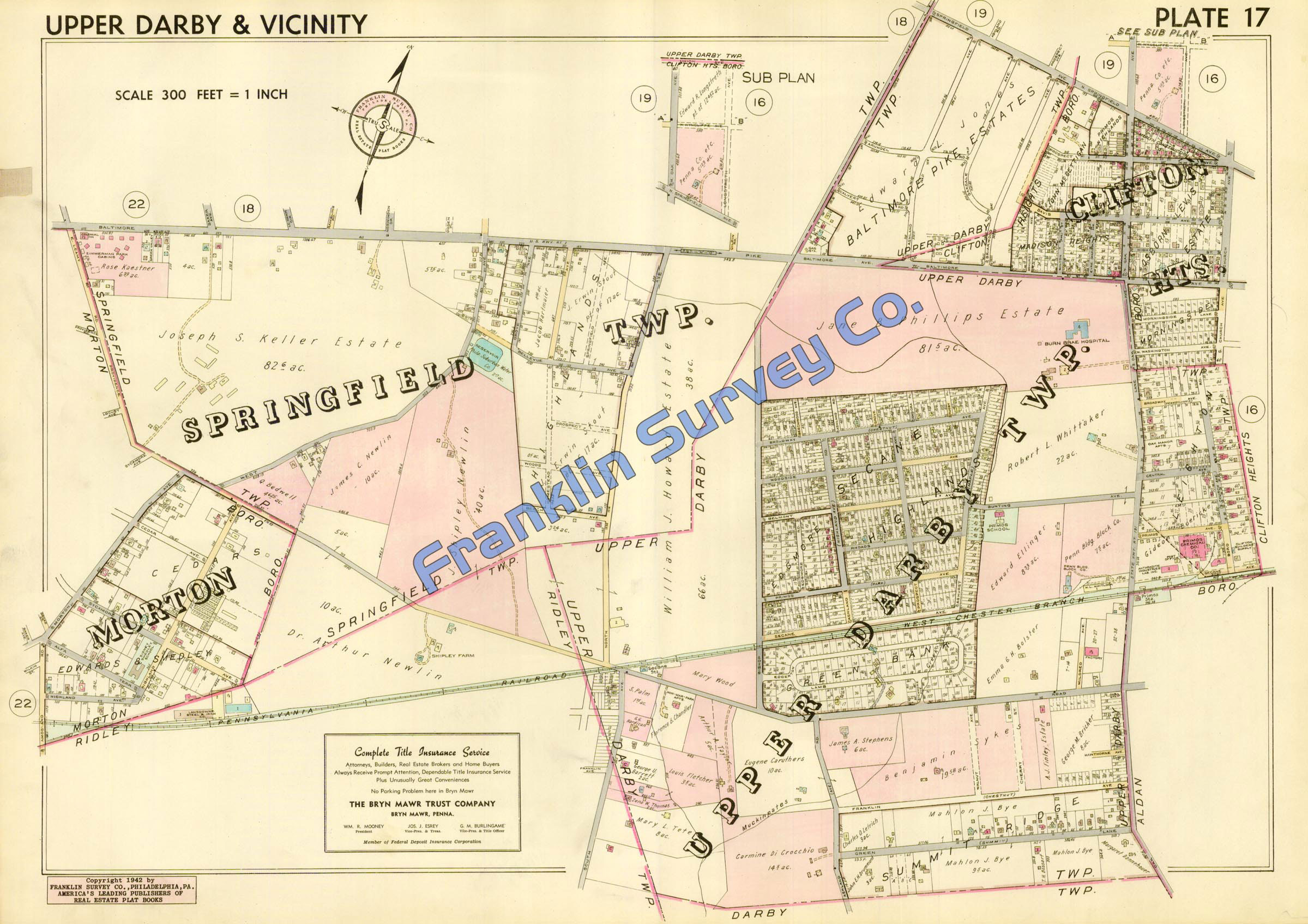 Andy's Antique Maps 1942 Upper Darby & Vacinity